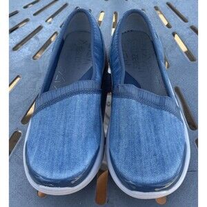 BZees Jiffy II Shoes Womens 8M Navy Blue Slip On Washable Casual Comfort
